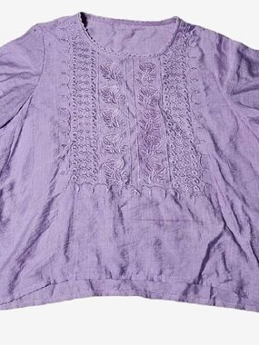 Women’s Embroidered Lavender Peasant Top